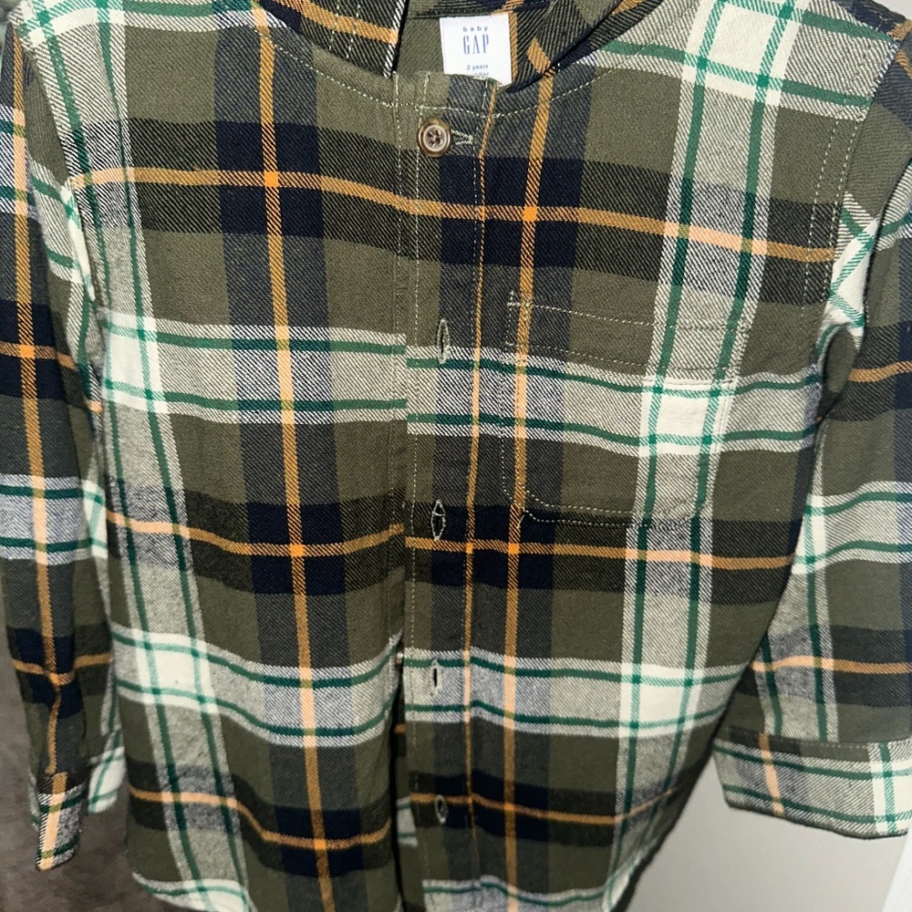 Baby GAP Green Plaid Button-Up Shirt